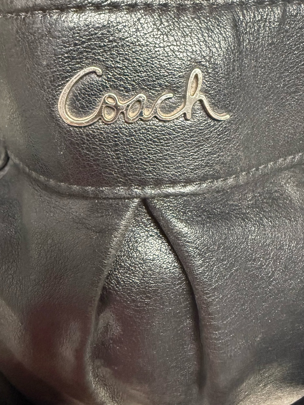 Coach Authentic Black Soft Leather Shoulder Tote with Silver Hardware - Picture 5 of 9